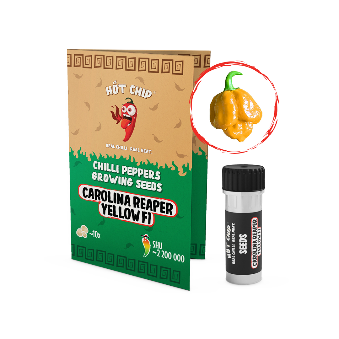 9bc2977e774f48bff497d753ae2436b2 Carolina Reaper Yellow F1 - chilli seeds - Image 1