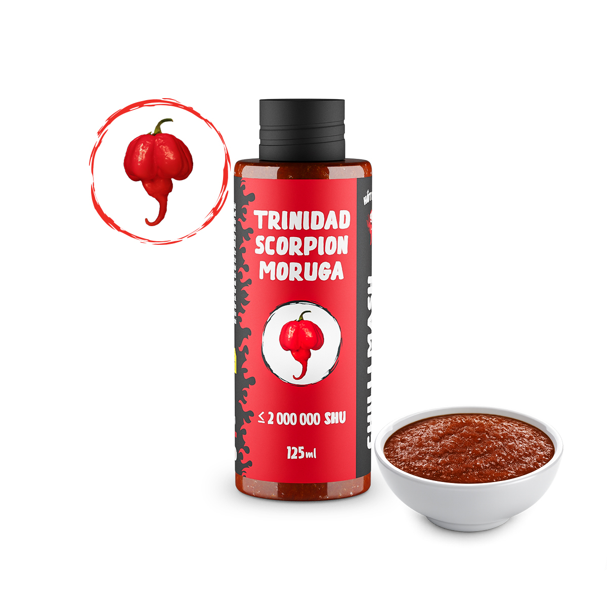 bc31bf695ef787604664b5f414eb6347 Trinidad Scorpion Moruga Chilli Mash 125 ml - Pilt 1